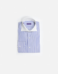 Patrick Hellmann Collection White Shirt With Blue Line And Pure Collar thumbnail